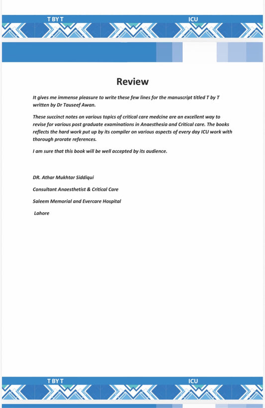 T BY T Tutorials by Tauseef FCPS,FRCA,FCAI,MS,EDIC (ICU)