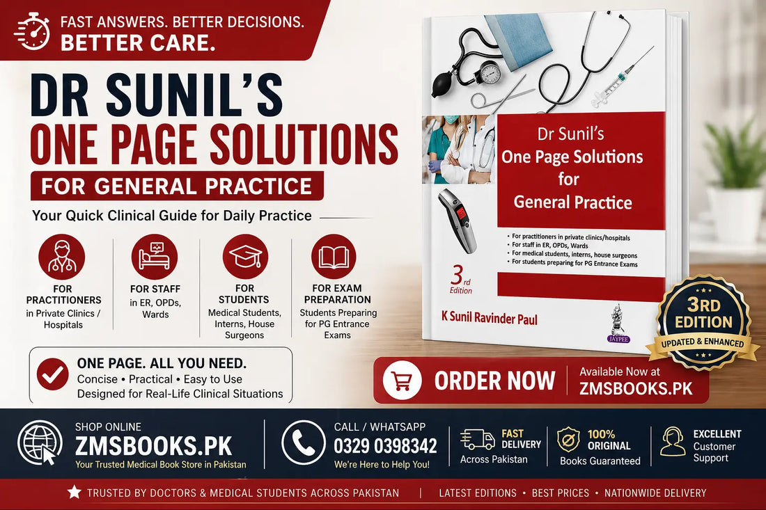 Dr Sunil One Page Solutions for General Practice book in Pakistan – quick medical reference for doctors, house officers, and medical students